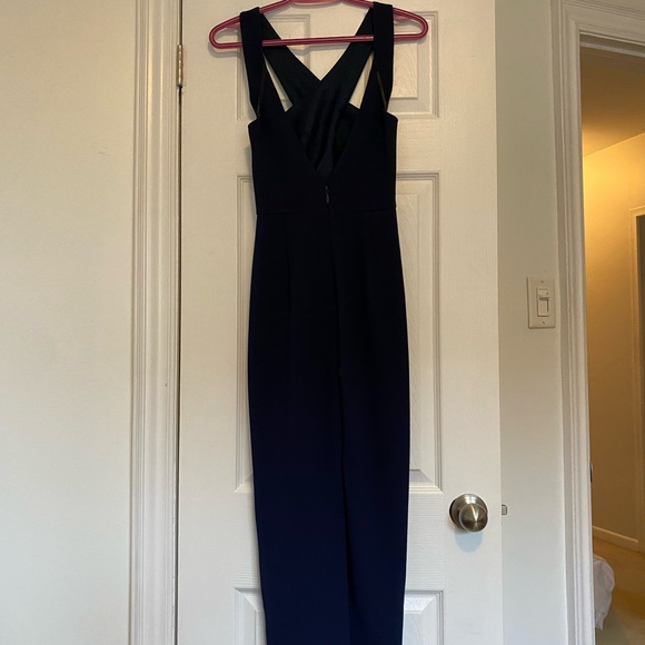 BCBG navy blue jumpsuit size 2 cross cross back - Picture 1 of 3